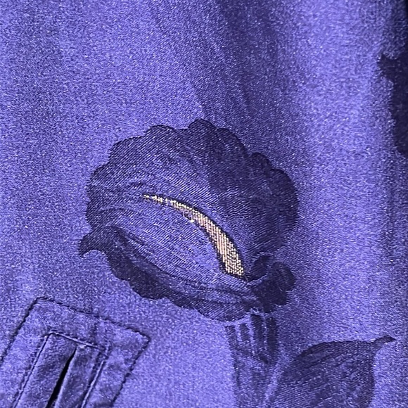 Vintage Purple Track Suit ABVIEN, SILK WITH GOLD METALLIC PRINT, SIZE LARGE: - Picture 8 of 9